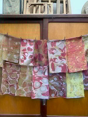 Image of Hand marbled textile chair - red