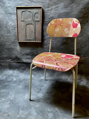 Image of Hand marbled textile chair - red