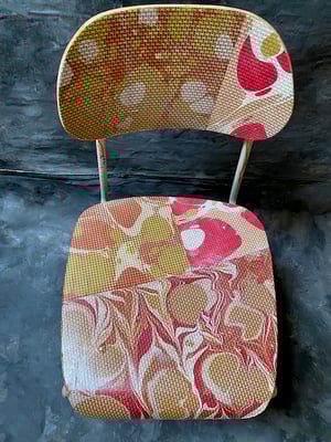 Image of Hand marbled textile chair - red