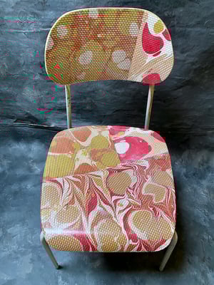 Image of Hand marbled textile chair - red