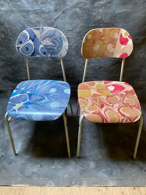 Image of Hand marbled textile chair - red