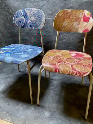 Image of Hand marbled textile chair - red