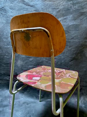 Image of Hand marbled textile chair - red