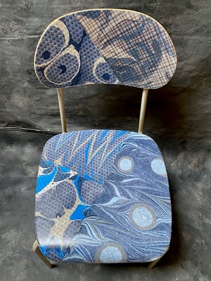 Image of hand marble textile chair - blue