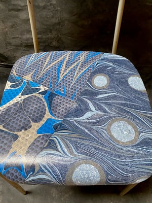 Image of hand marble textile chair - blue