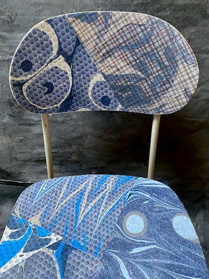 Image of hand marble textile chair - blue