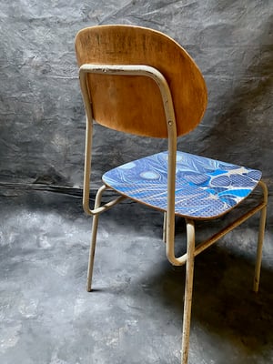 Image of hand marble textile chair - blue