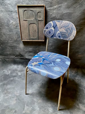 Image of hand marble textile chair - blue