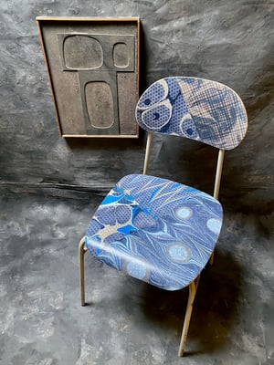 Image of hand marble textile chair - blue