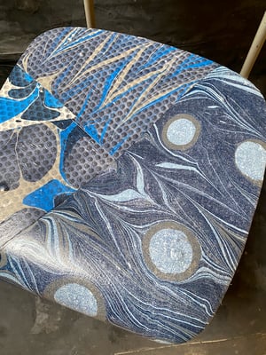 Image of hand marble textile chair - blue
