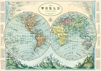 Image 1 of Cavallini & Co. Hemispheres Map Poster, Archival Paper, Matte Print