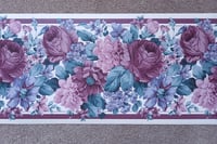 Image 3 of 1990s Vintage Floral Wallpaper Border Rolls - 80s Chintz Flowers Roses Peony - (Set of 2)