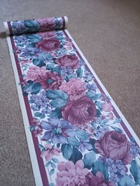 Image 4 of 1990s Vintage Floral Wallpaper Border Rolls - 80s Chintz Flowers Roses Peony - (Set of 2)