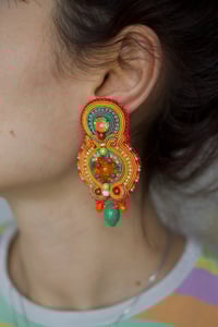 Image 2 of 1974 - Grandes et incroyables boucles d'oreilles à Clips - Fermoirs Or 