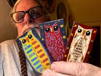 Image 2 of Kevin Seconds - Tiny Haiku Owls / 3-Piece Micro Art Set Series, Vol. 1 / #12 of 30 