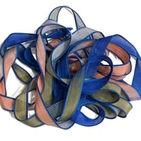 Image 1 of 1PC. SOLAR FLARE 42" hand dyed wrist wrap bracelet silk ribbonby COLOR KISSED SILK
