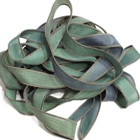 Image 4 of 1PC. GRASSHOPPERS 42" hand dyed wrist wrap bracelet silk ribbon/by COLOR KISSED SILK