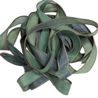 Image 1 of 1PC. GRASSHOPPERS 42" hand dyed wrist wrap bracelet silk ribbon/by COLOR KISSED SILK