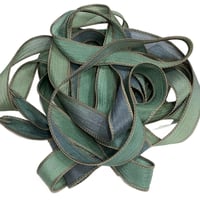 Image 6 of 1PC. GRASSHOPPERS 42" hand dyed wrist wrap bracelet silk ribbon/by COLOR KISSED SILK