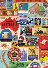 Image 1 of Cavallini & Co. Australia Collage Poster, Archival Paper, Matte Print