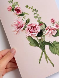 Image 3 of HOLLYHOCKS ON PINK - GICLÉE PRINT