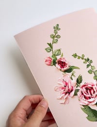 Image 4 of HOLLYHOCKS ON PINK - GICLÉE PRINT