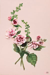 Image 1 of HOLLYHOCKS ON PINK - GICLÉE PRINT