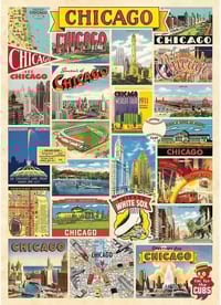 Image 1 of Cavallini & Co. Chicago Collage Poster, Archival Paper, Matte Print
