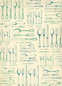 Image 1 of Cavallini & Co. Silverware Patterns Poster, Archival Paper, Matte Print
