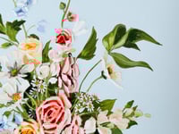 Image 4 of HOLLYHOCK BOUQUET ON SKY BLUE - GICLÉE PRINT
