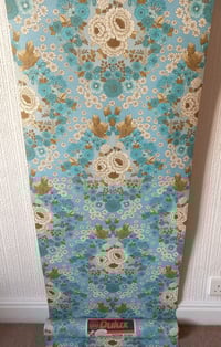 Image 2 of 1960s Vintage Dulux Wallpaper Rolls - Floral Damask 70s Retro MCM Aqua Blue - (Set of 3)