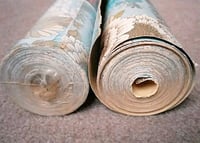 Image 5 of 1960s Vintage Dulux Wallpaper Rolls - Floral Damask 70s Retro MCM Aqua Blue - (Set of 3)