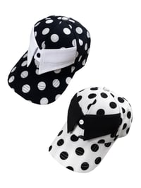 Image 5 of Detachable Collar Black and White Polka Dot Baseball Cap