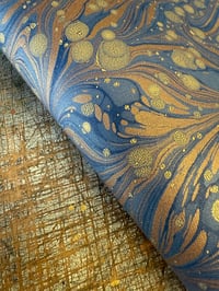 Image 2 of Metallic Hand Marbled Book-cloth // No.3