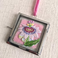 Image 1 of Framed Embroidered Passion Flower Keepsake