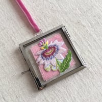 Image 3 of Framed Embroidered Passion Flower Keepsake