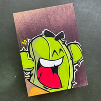 Image 1 of 'Wheee...' - CactusClan drawing on wood