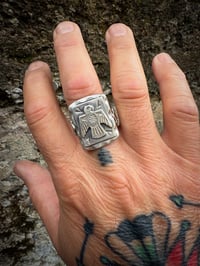 Image 2 of WL&A Handmade Heavy Layered Thunderbird Signet - Size 11
