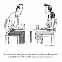 Image 4 of Original New Yorker cartoon “So, tell me what music you like.”