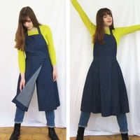 Image 10 of Pleated Split Leg Apron with 3 Pockets for Artists & Potters. Mustard Ochre Yellow Canvas. No14:2