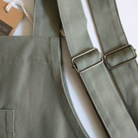Image 18 of Split Leg Cross Back Apron for Pottery, Artists & Craftspeople. Ochre Yellow Mustard Canvas No4:5