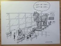 Image 1 of Original cartoon from Air Mail Weekly “Trojan Horse At The Airport.”