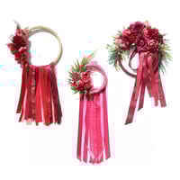 Image 2 of Rose and Ribbon Wall-Hanging - Red and Pink
