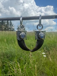 Image 1 of Moonstone/ Wolf Claw earrings 