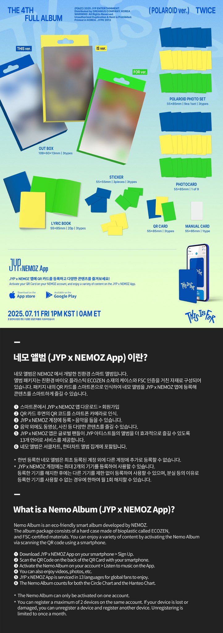 Image of [PRE-ORDER] TWICE ‘THIS IS FOR’ (Polaroid Ver.) + JYP FANS Shop POBs