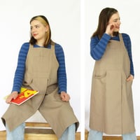 Image 22 of Split Leg Canvas Apron for Potters/Makers, Crossback. Dusty Green No4:5
