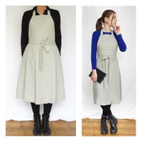 Image 13 of Pleated Split Leg Apron with 3 Pockets for Artists & Potters. Mustard Ochre Yellow Canvas. No14:2