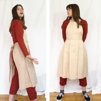 Image 20 of Pleated Split Leg Apron with 3 Pockets for Artists & Potters. Mustard Ochre Yellow Canvas. No14:2