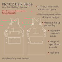 Image 7 of Unisex Woodwork Studio Apron with Adjustable Cross Back Straps and Array of Pockets. Brown Canvas.