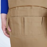 Image 13 of Unisex Woodwork Studio Apron with Adjustable Cross Back Straps and Array of Pockets. Brown Canvas.